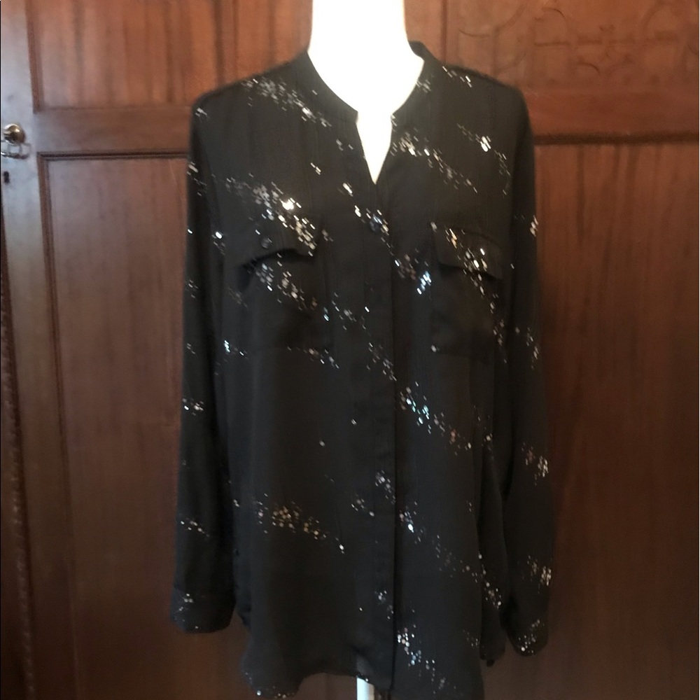 Button down black blouse - Picture 2 of 5
